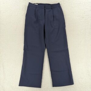 DKNY Dress Pants Womens 10 Blue Straight Leg Pull On Elastic Waist Work Office